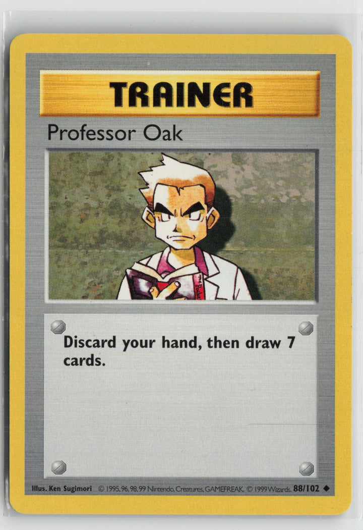 Professor Oak 88/102 Uncommon Base Set Shadowless Pokemon NM0