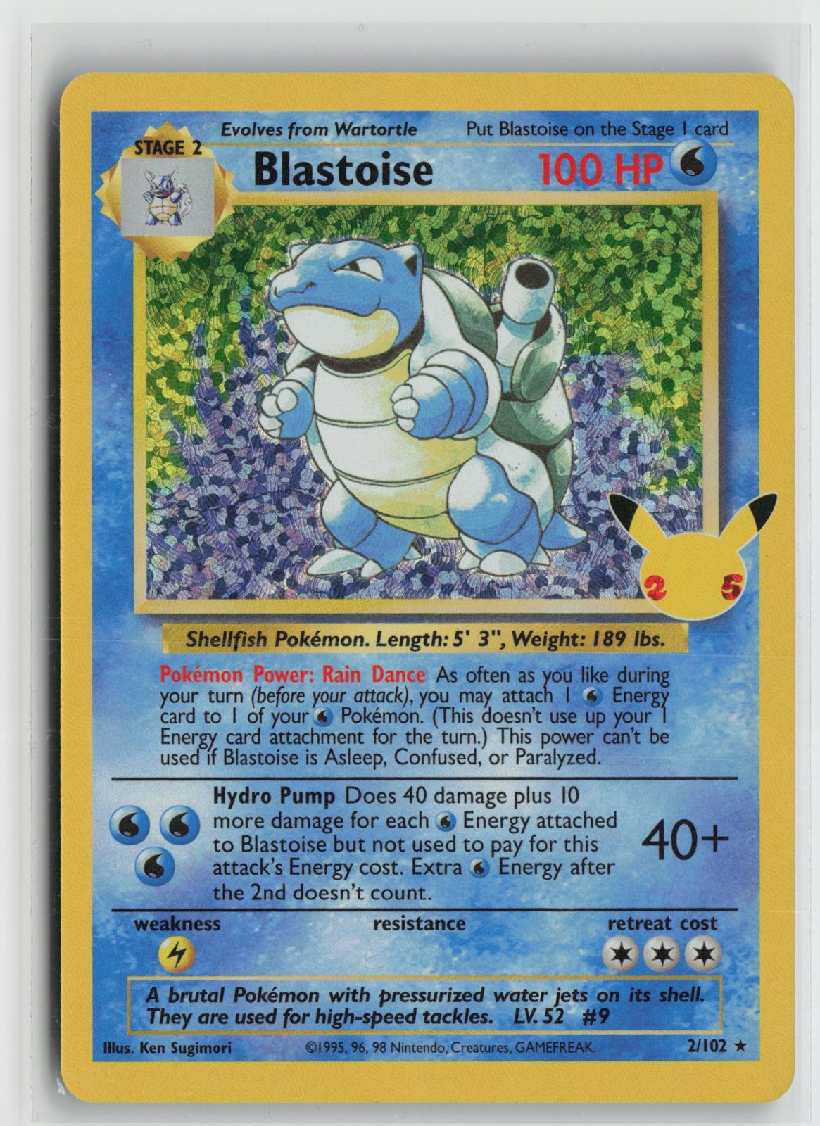 Blastoise 2/102 Celebrations: Classic Collection Pokemon Holo NM