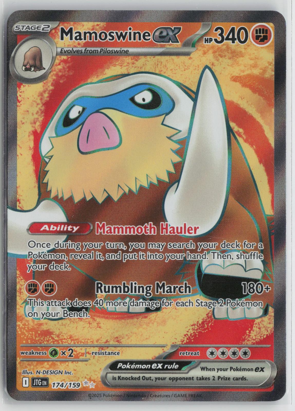 Mamoswine ex 174/159 Ultra Rare Journey Together Pokemon Holo NM