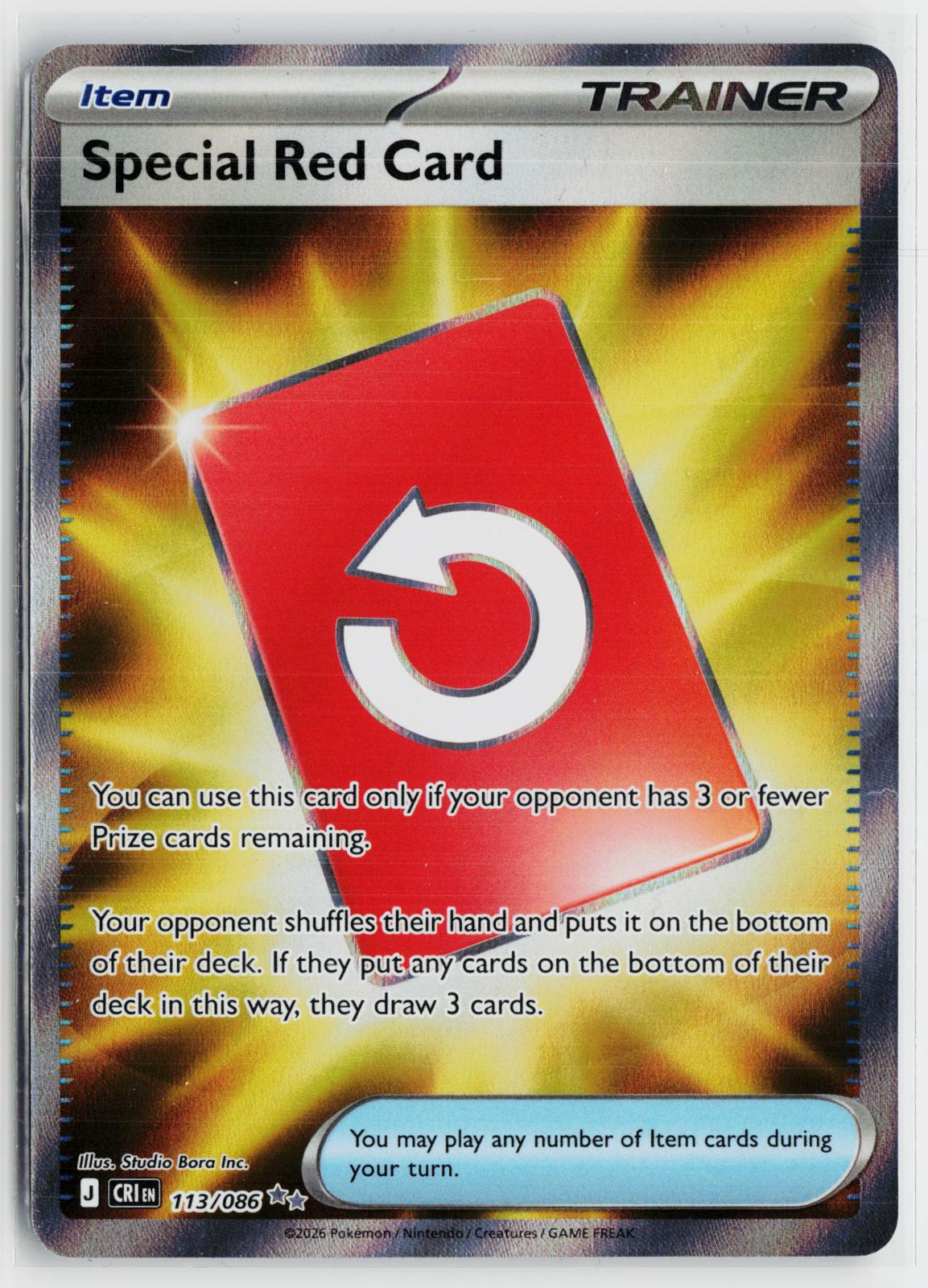 Special Red Card 113/086 Chaos Rising NM UR Holo Pokemon