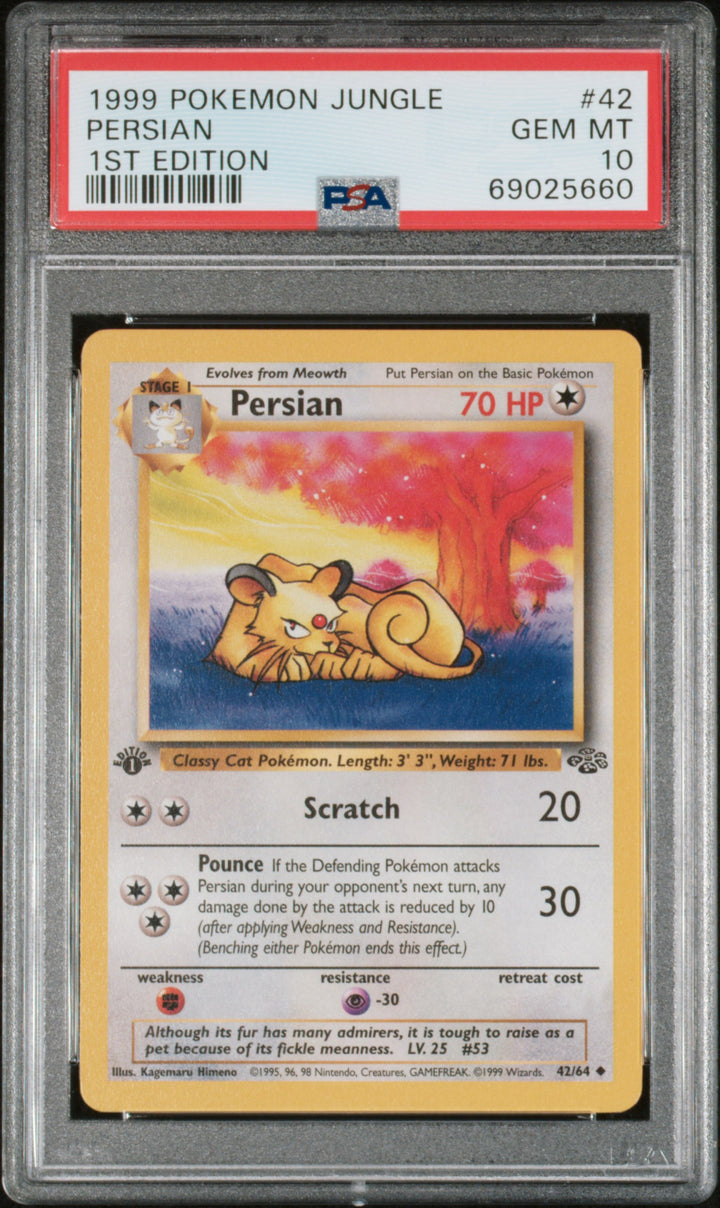 Persian 42/64 1st Edition Jungle Pokemon PSA 100