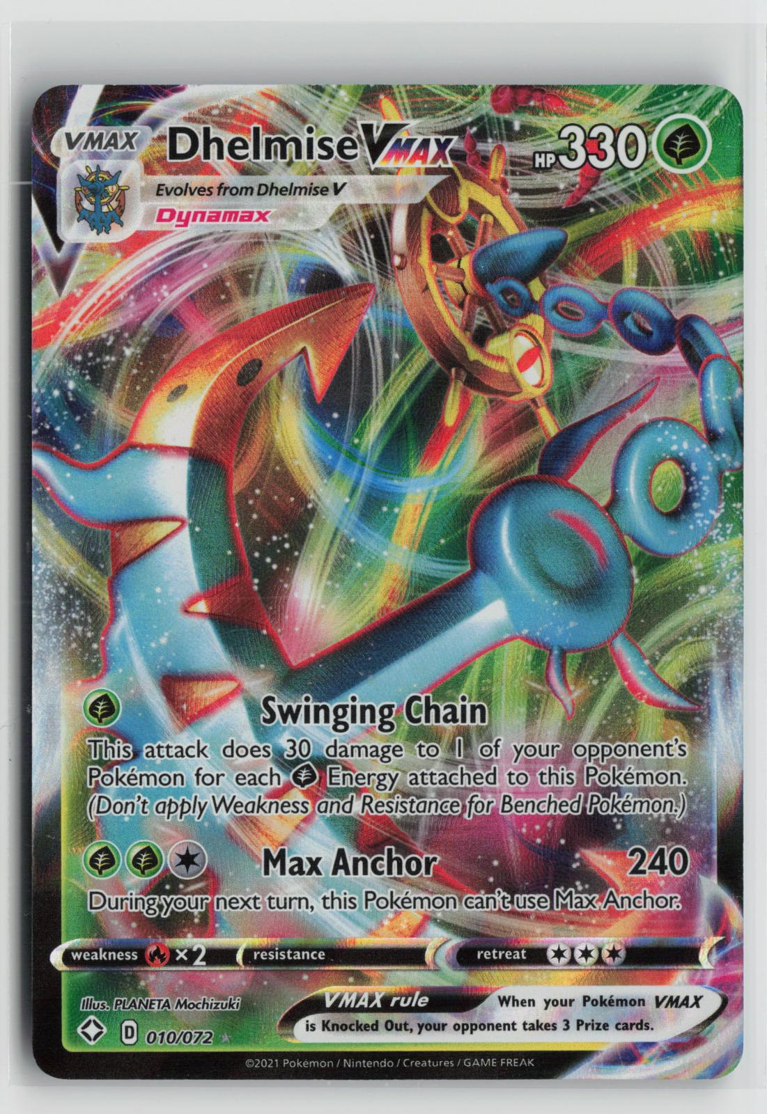 Dhelmise VMAX 010/072 Holo VMAX Rare Shining Fates Pokemon NM