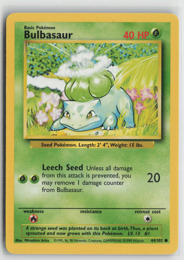 Bulbasaur 44/102 Common Base Set Unlimited Pokemon NM0