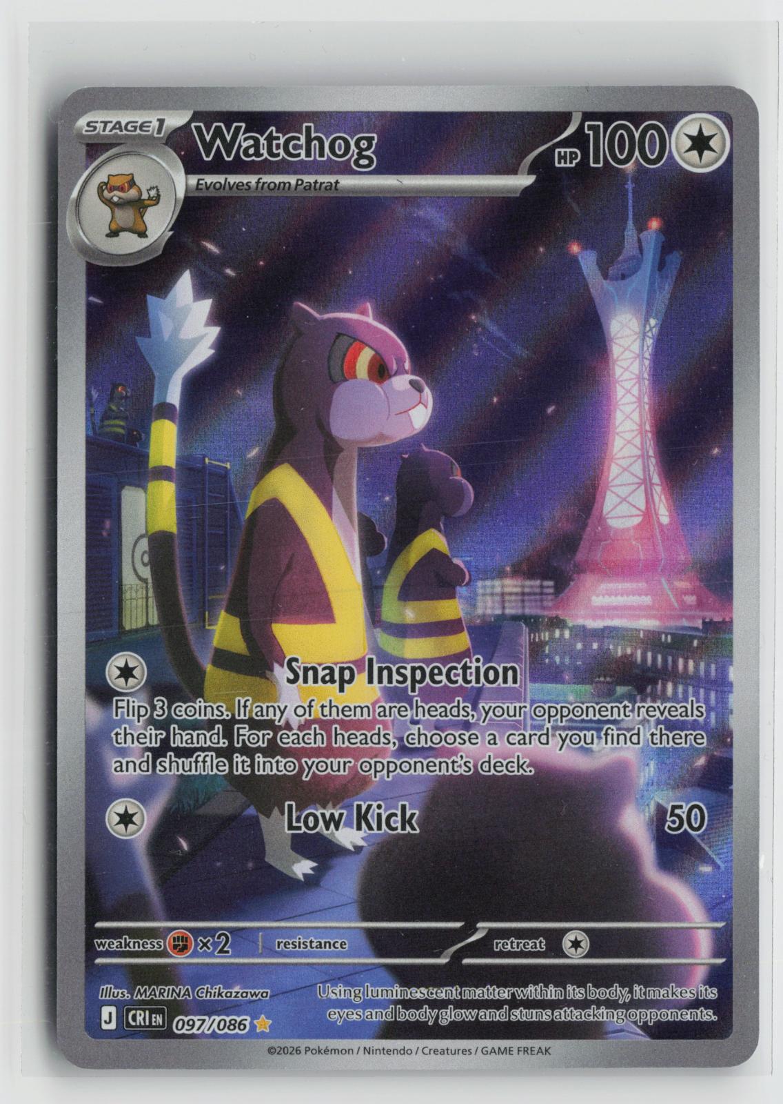 Watchog 097/086 Holo Illustration Rare Chaos Rising Pokemon NM