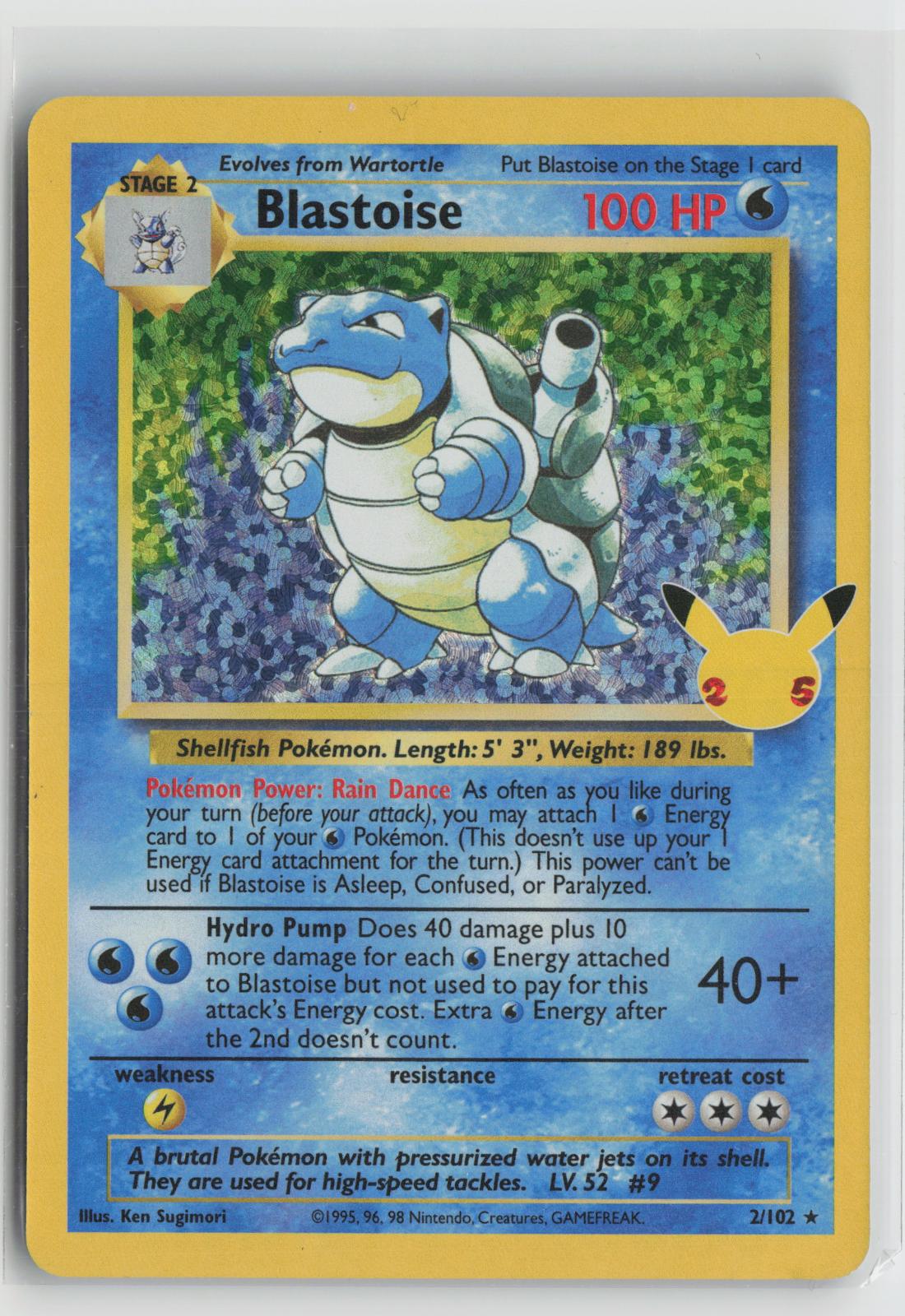 Blastoise 2/102 Celebrations: Classic Collection Pokemon Holo NM