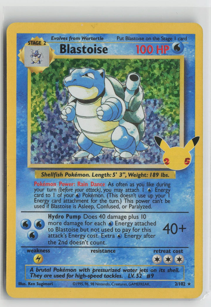 Blastoise 2/102 Celebrations: Classic Collection Pokemon Holo NM0
