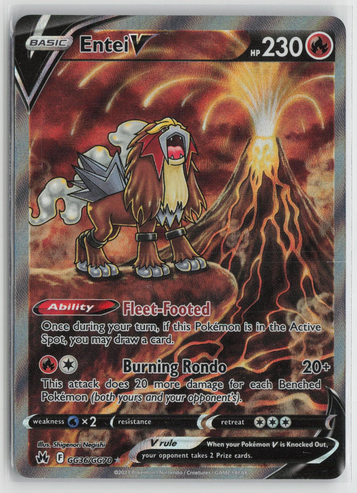 Entei V GG36/GG70 Holo V Rare Crown Zenith Galarian Gallery Pokemon NM0
