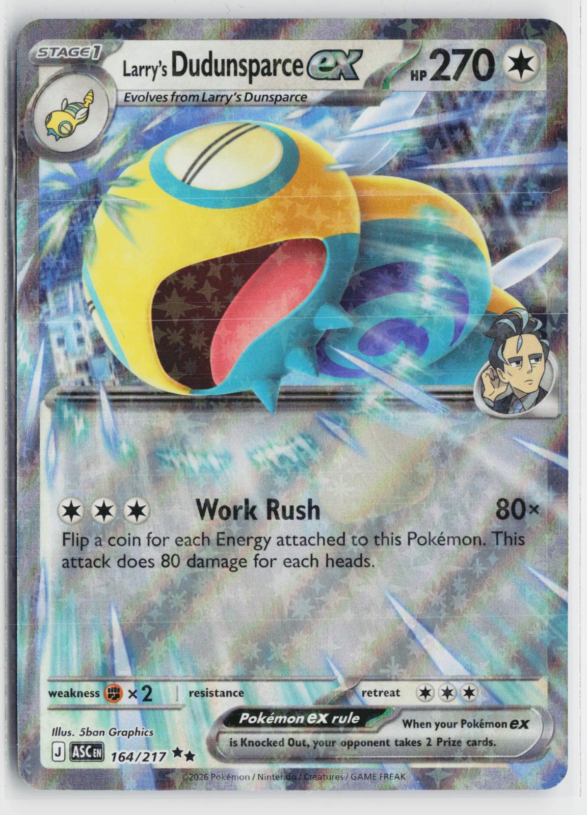 Larry's Dudunsparce ex 164/217 Ascended Heroes NM RR Holo Pokemon