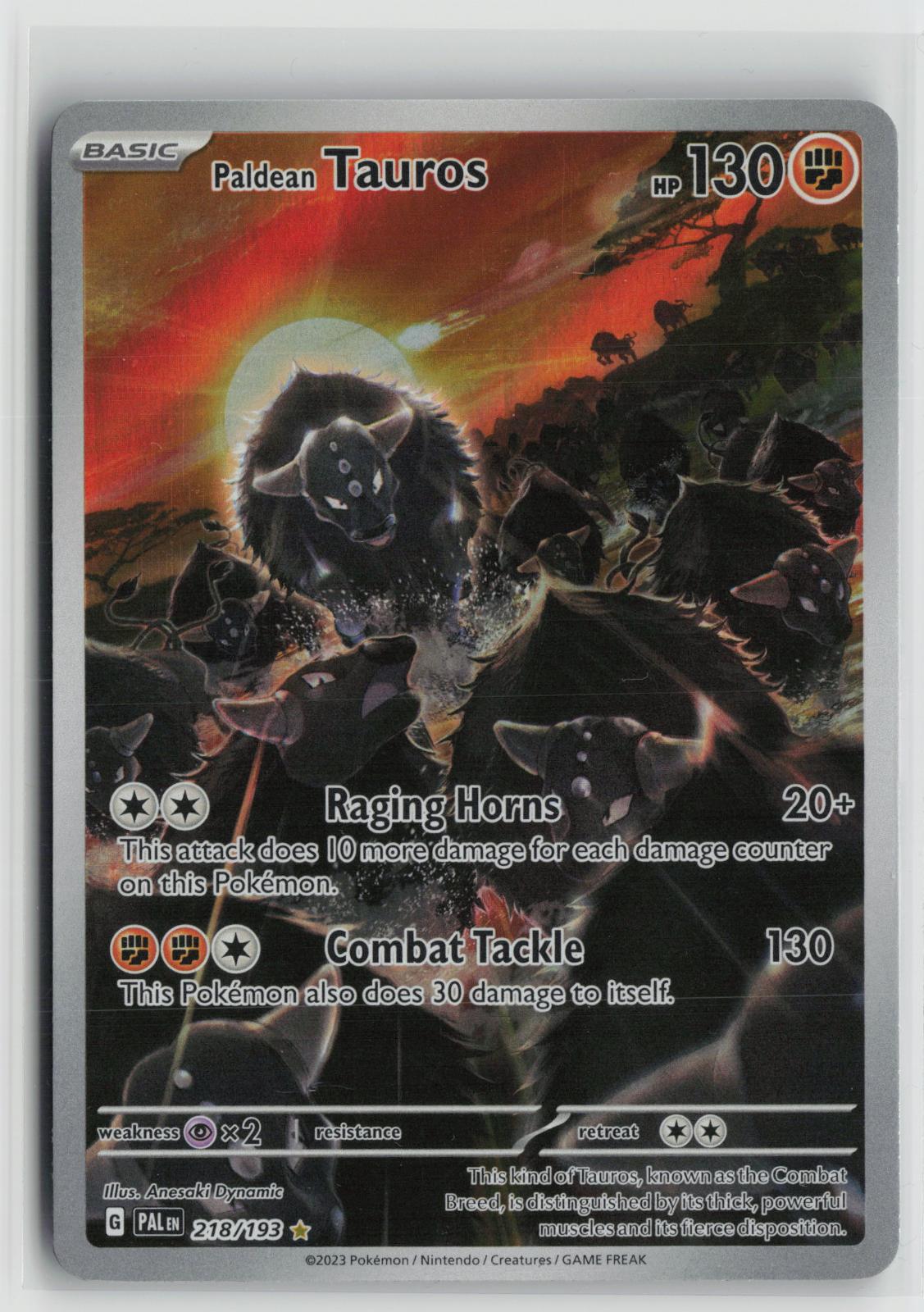 Paldean Tauros 218/193 Illustration Rare Paldea Evolved Pokemon Holo NM