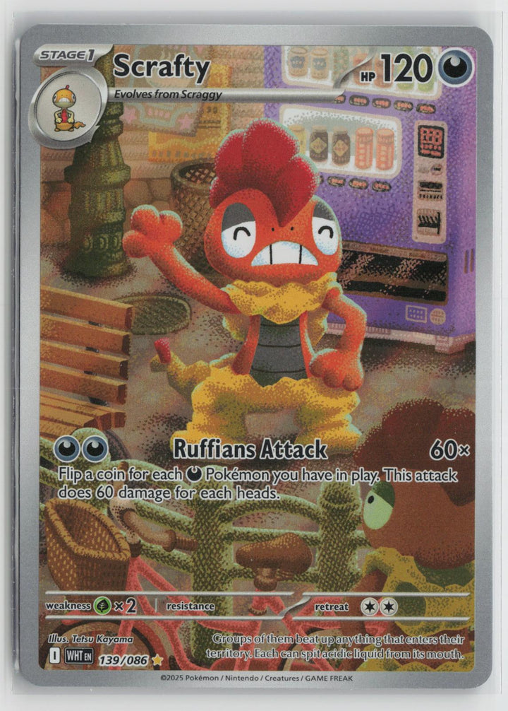 Scrafty 139/086 White Flare NM Illustration Rare Holo Pokemon0