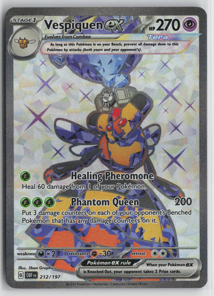 Vespiquen ex 212/197 Ultra Rare Obsidian Flames Pokemon NM0