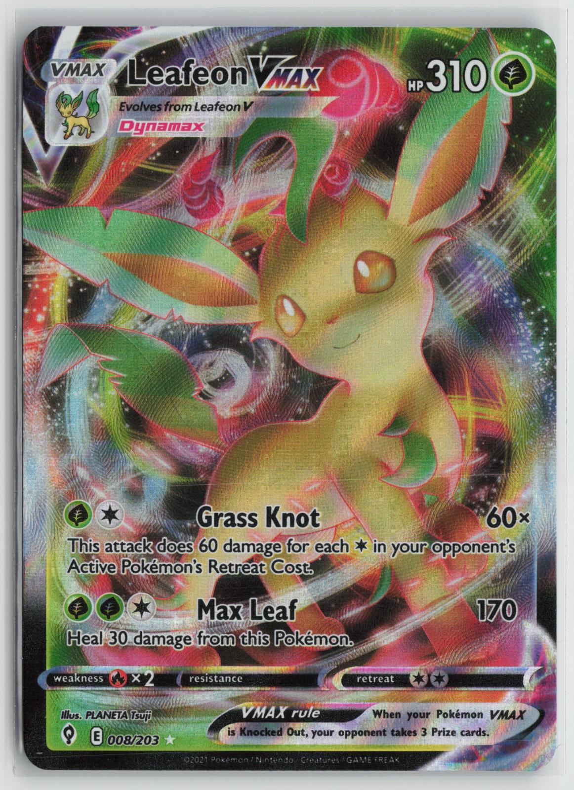 Leafeon VMAX 008/203 Holo VMAX Rare Evolving Skies Pokemon NM