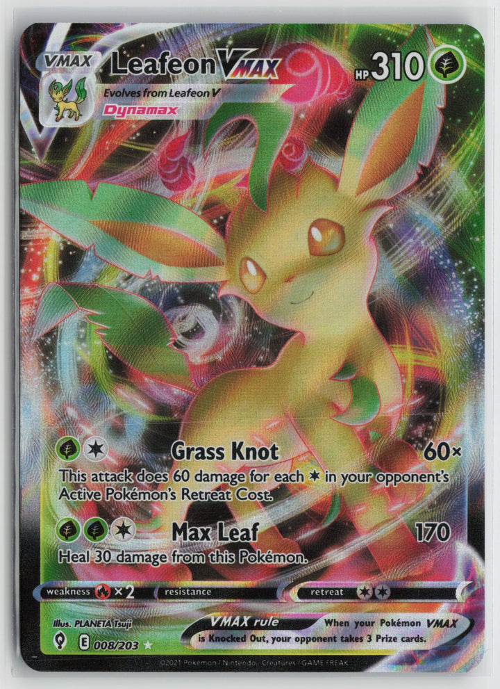 Leafeon VMAX 008/203 Holo VMAX Rare Evolving Skies Pokemon NM0