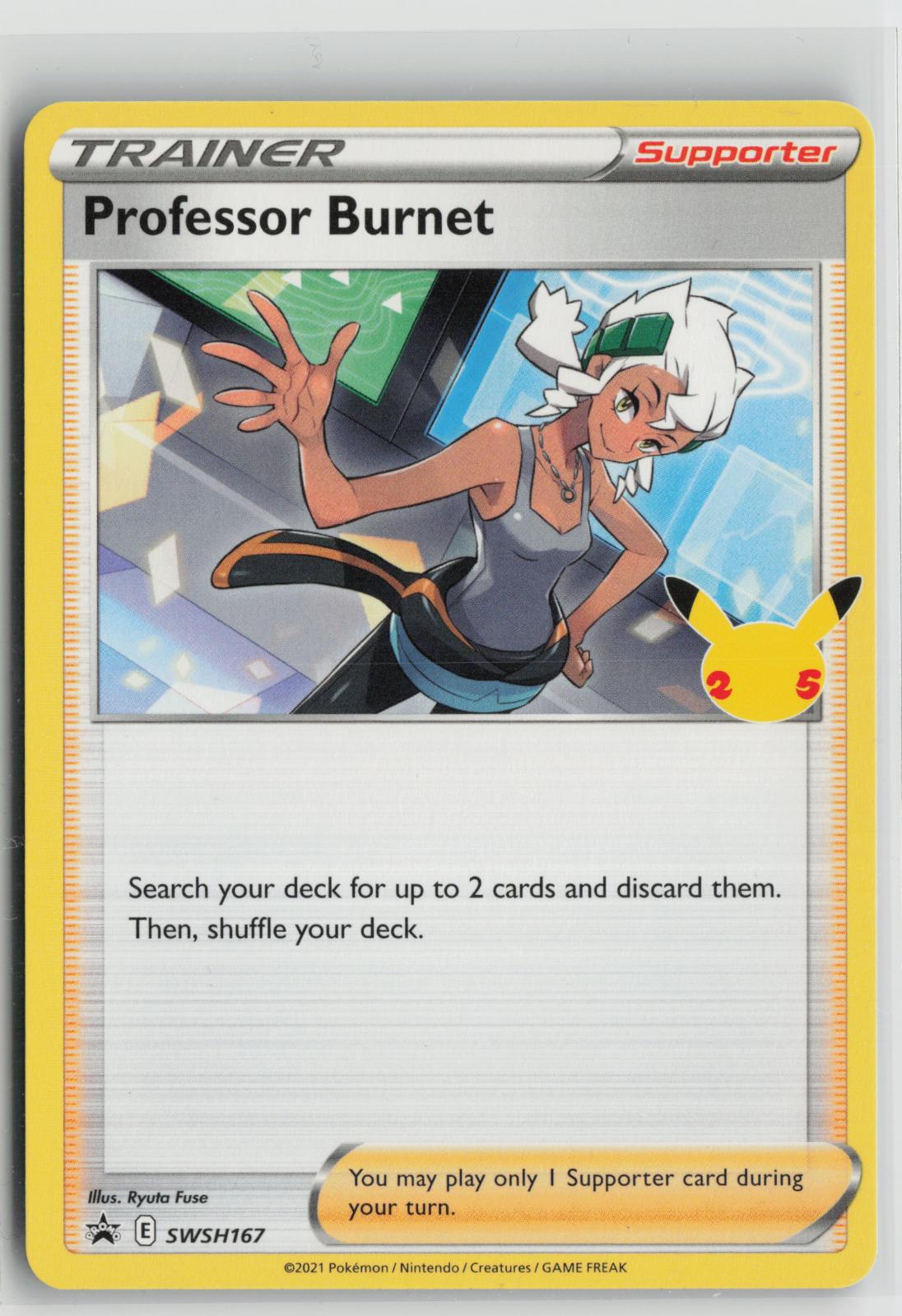 Professor Burnet (25th Anniversary Stamp) SWSH167 Sword & Shield Pokemon NM