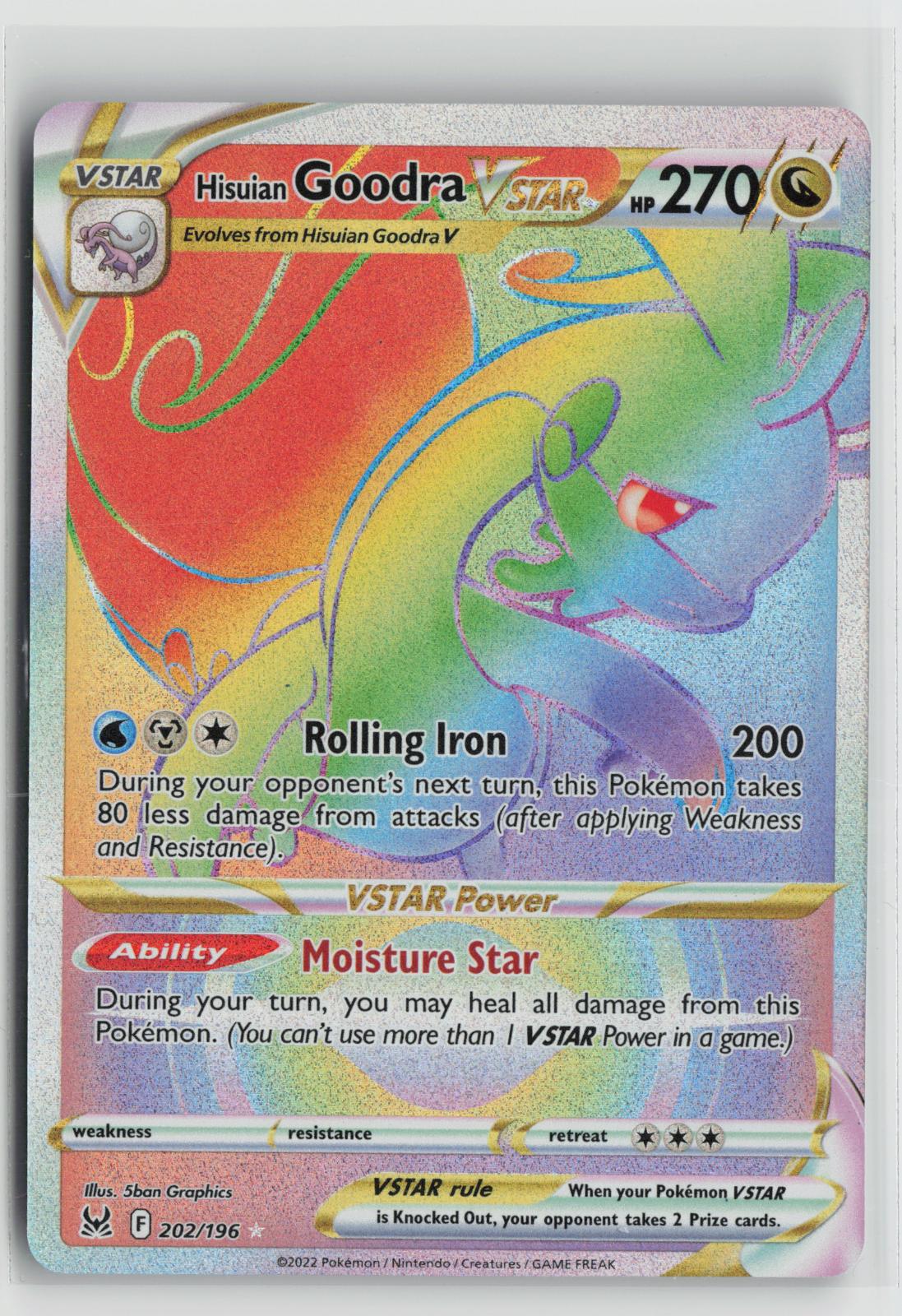 Hisuian Goodra VSTAR 202/196 Rainbow Rare Lost Origin Pokemon NM