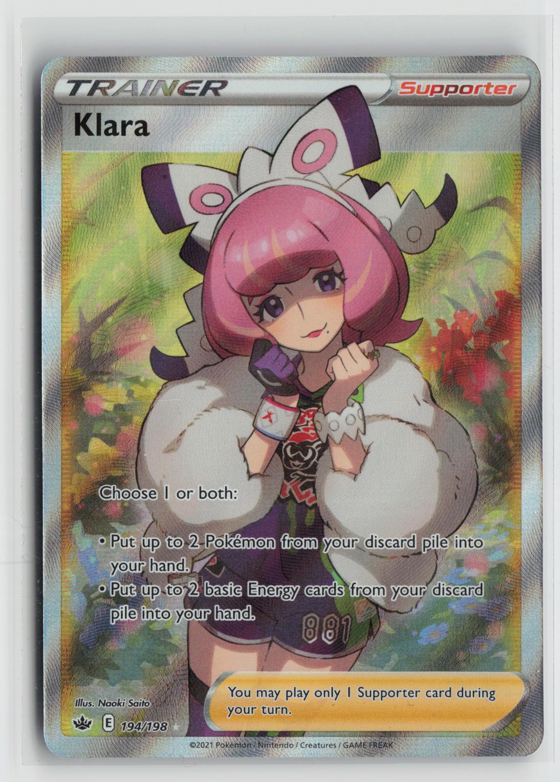 Klara 194/198 Ultra Rare Chilling Reign Pokemon Holo NM