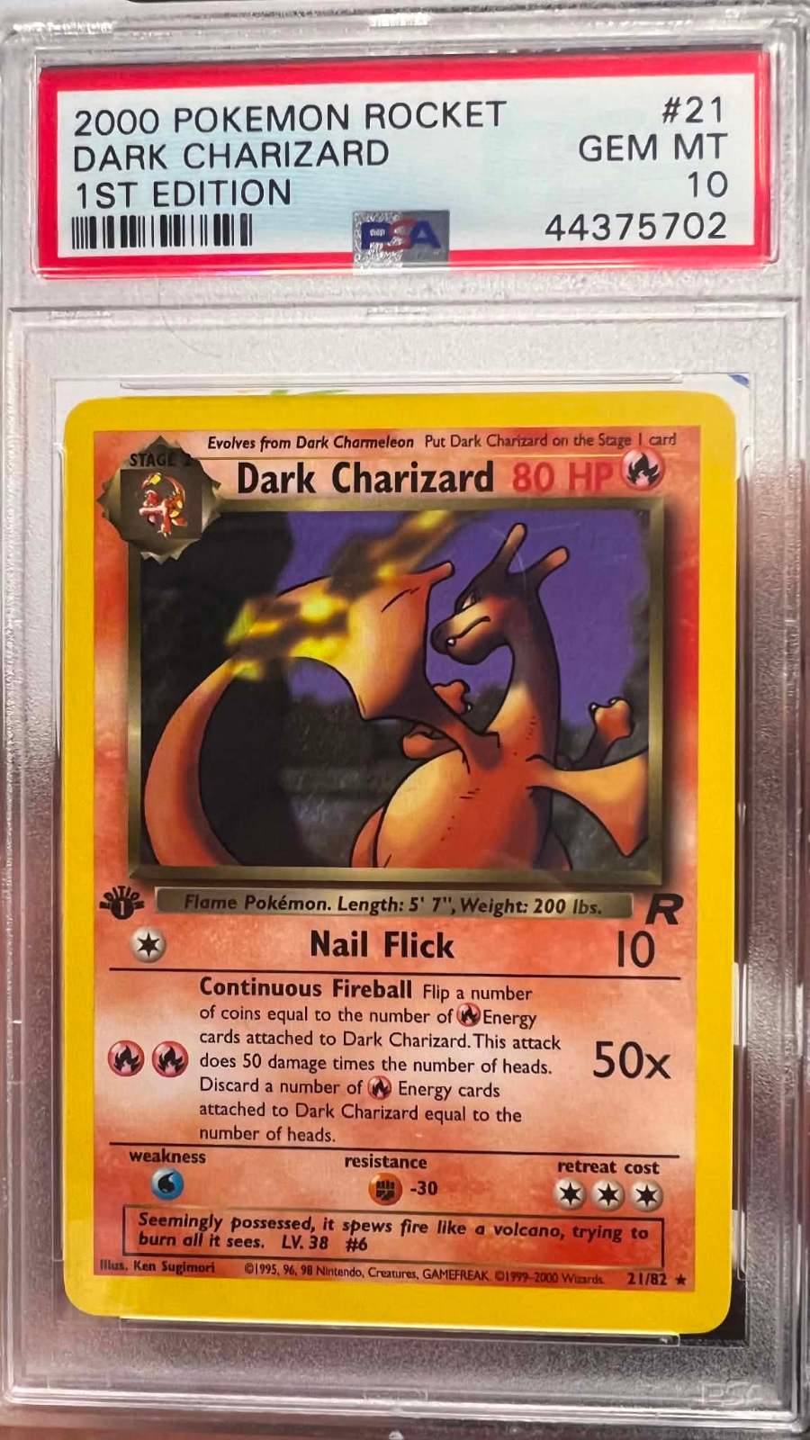 PSA 10 Dark Charizard 21 1st Edition Rocket Pokemon