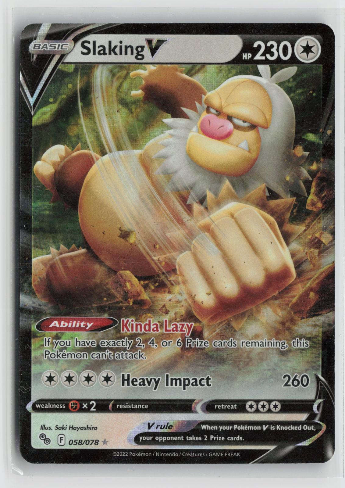 Slaking V 058/078 Holo V Rare Pokemon GO Pokemon NM