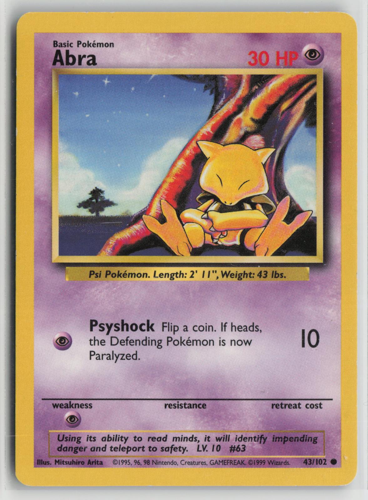 Abra 43/102 Base Set Unlimited NM C Pokemon