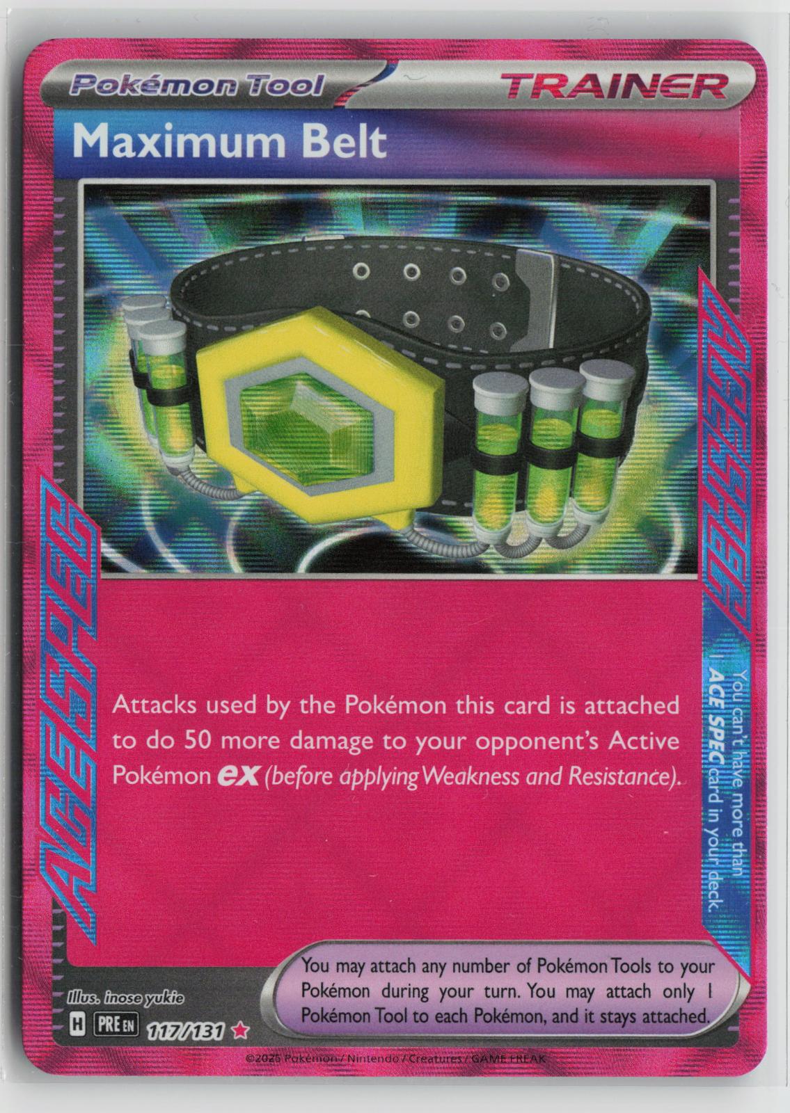 Maximum Belt 117/131 Holo ACE SPEC Rare Prismatic Evolutions Pokemon NM