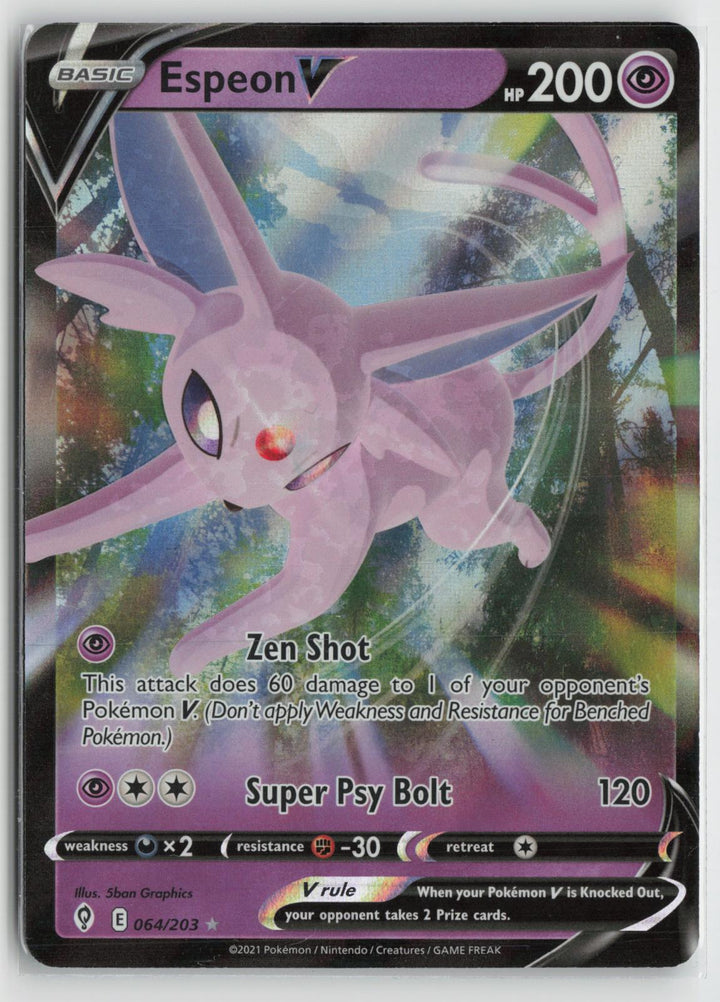 Espeon V 064/203 Holo V Rare Evolving Skies Pokemon NM0