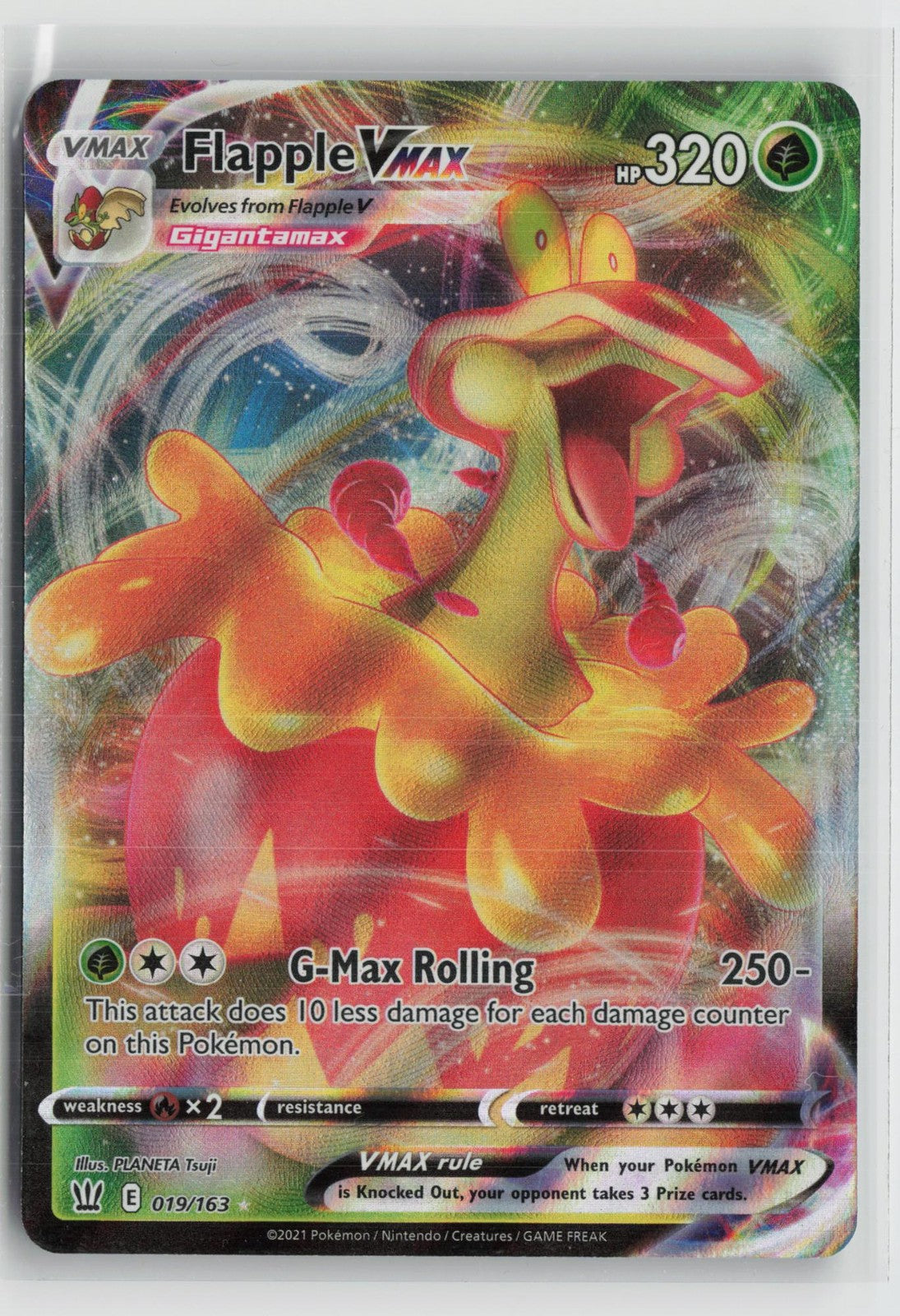 Flapple VMAX 019/163 Holo VMAX Rare Battle Styles Pokemon NM