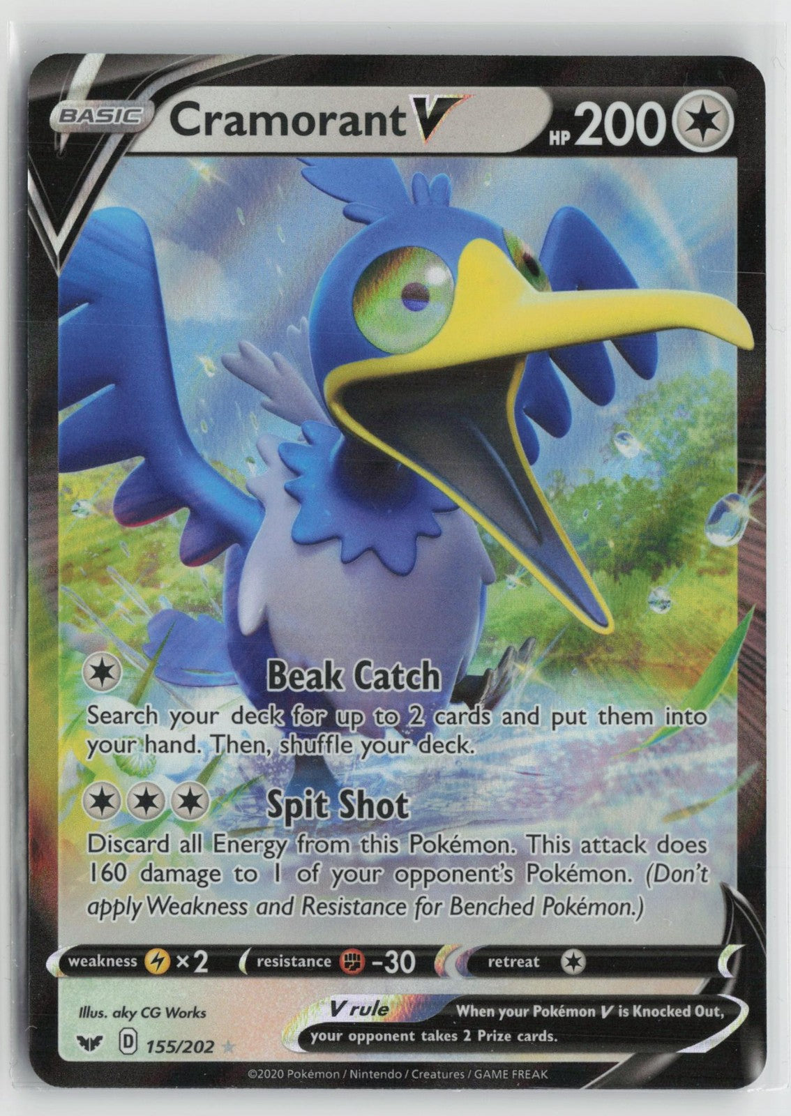 Cramorant V 155/202 Holo Rare V Sword & Shield Pokemon NM