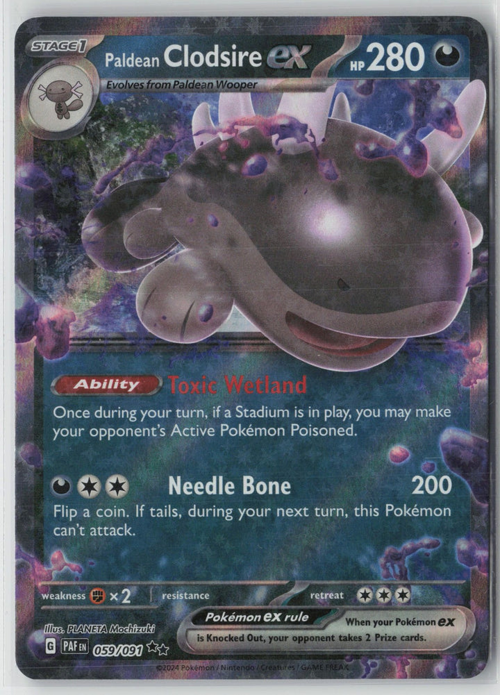 Paldean Clodsire ex 059/091 Double Rare Paldean Fates Pokemon NM0