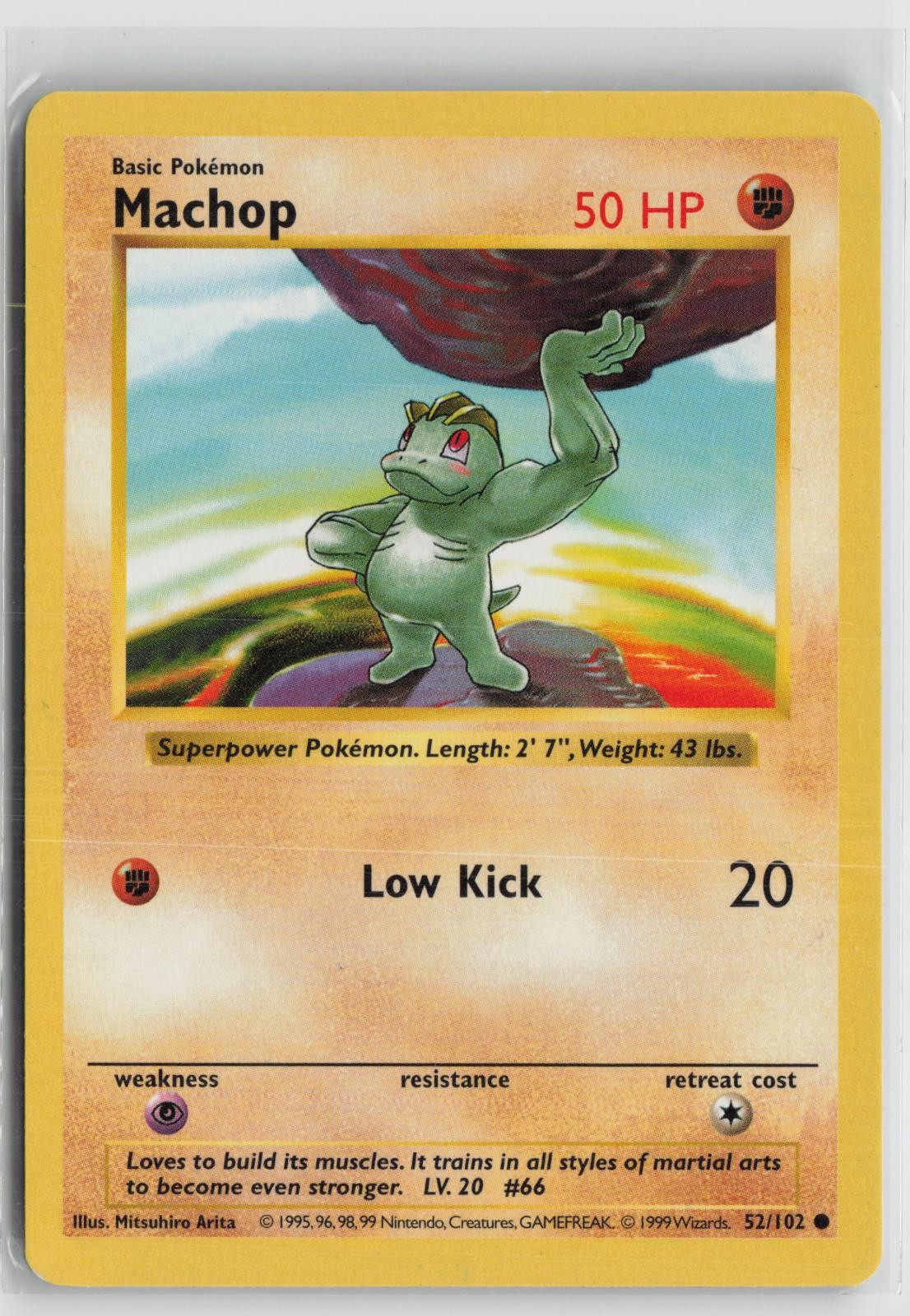 Machop 52/102 Common Base Set Shadowless Pokemon NM