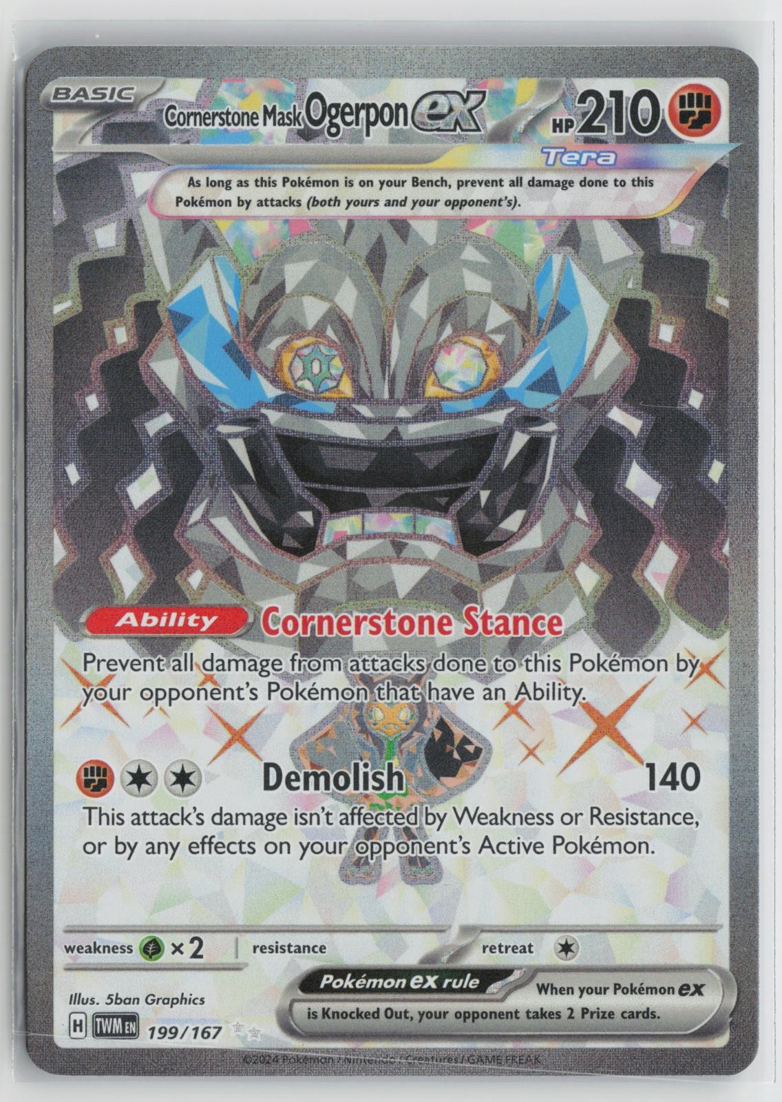 Cornerstone Mask Ogerpon ex 199/167 Ultra Rare Twilight Masquerade Pokemon NM