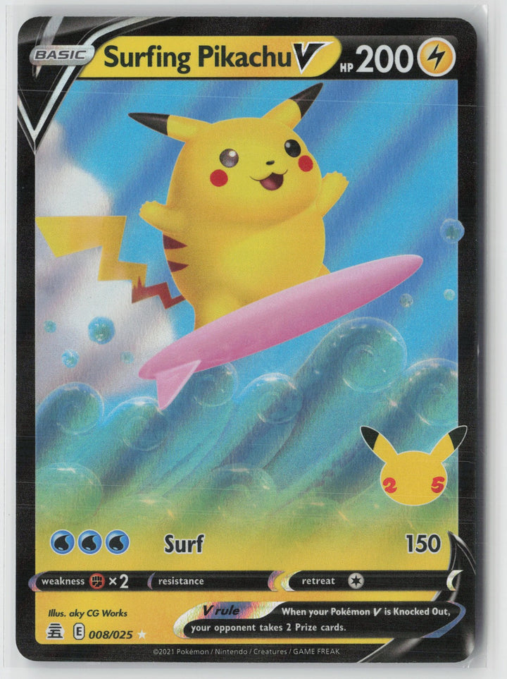 Surfing Pikachu V Ultra Rare Celebrations 008/025 NM0