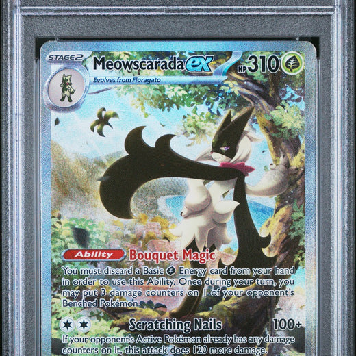 Meowscarada EX 256/193 Special Illustration Rare Pokemon PSA 100