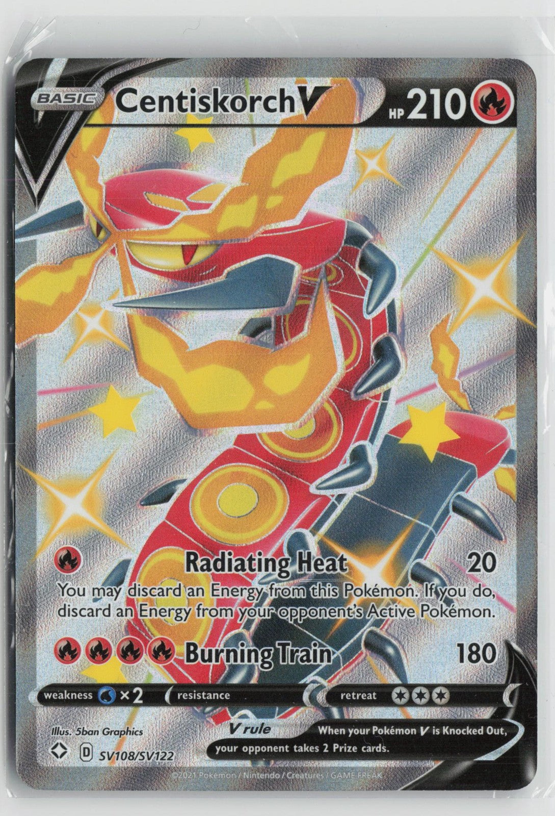 Centiskorch V SV108/SV122 Holo V Rare Shining Fates Shiny Vault Pokemon NM
