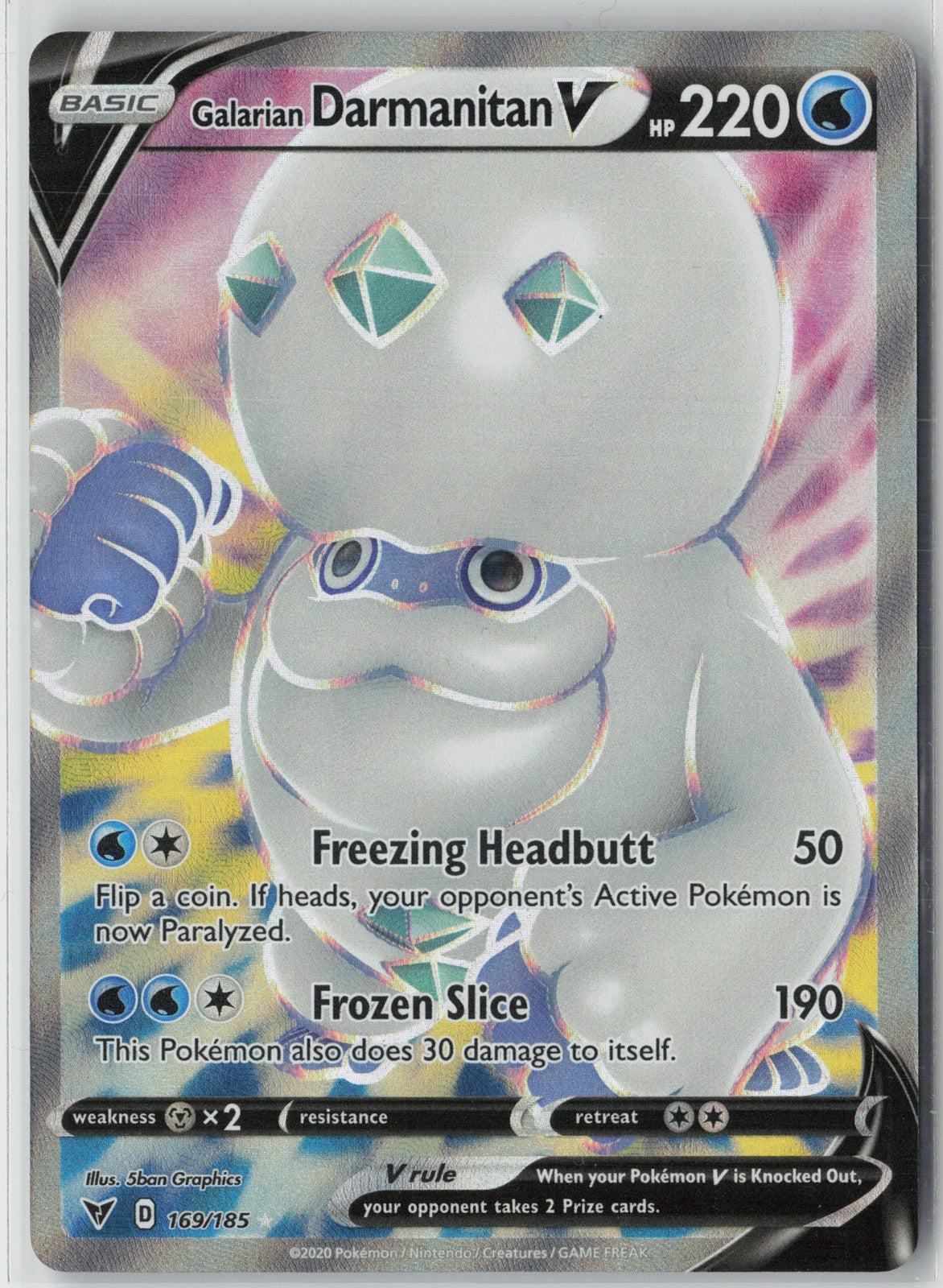 Galarian Darmanitan V (Full Art) Ultra Rare SWSH04: Vivid Voltage 169/185 NM