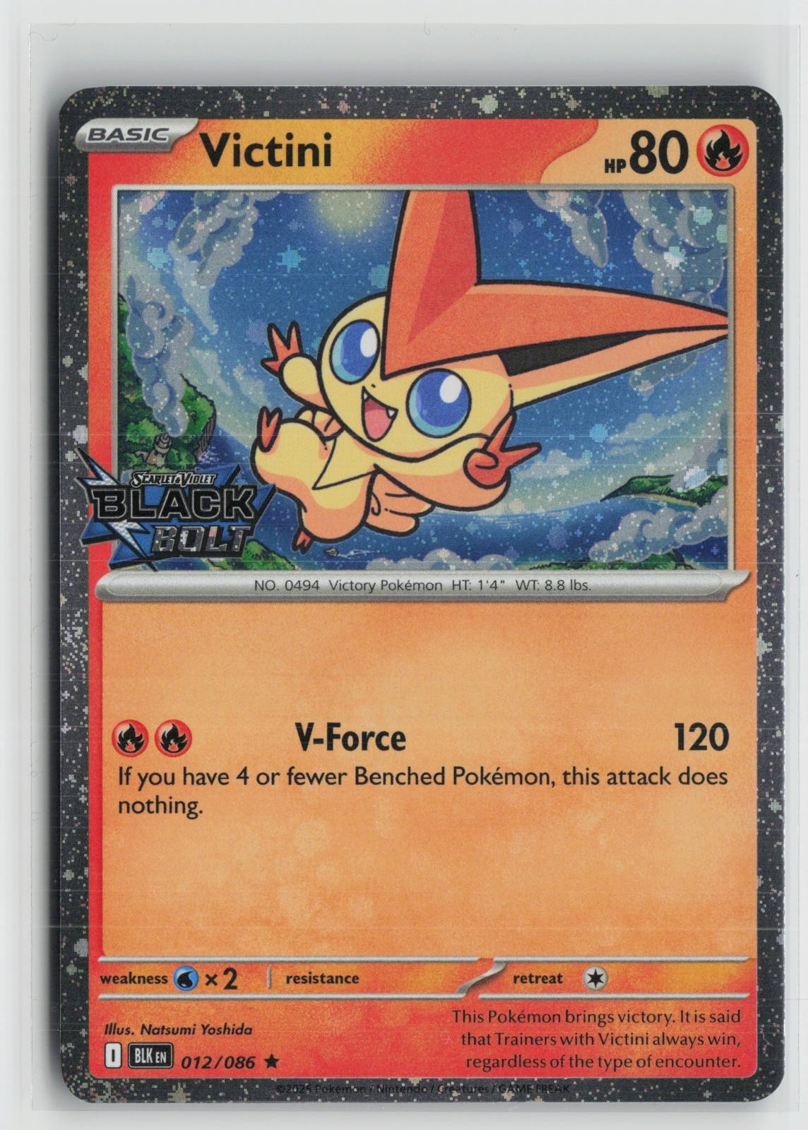 Victini 012/086 Holo Rare Black Bolt Pokemon NM