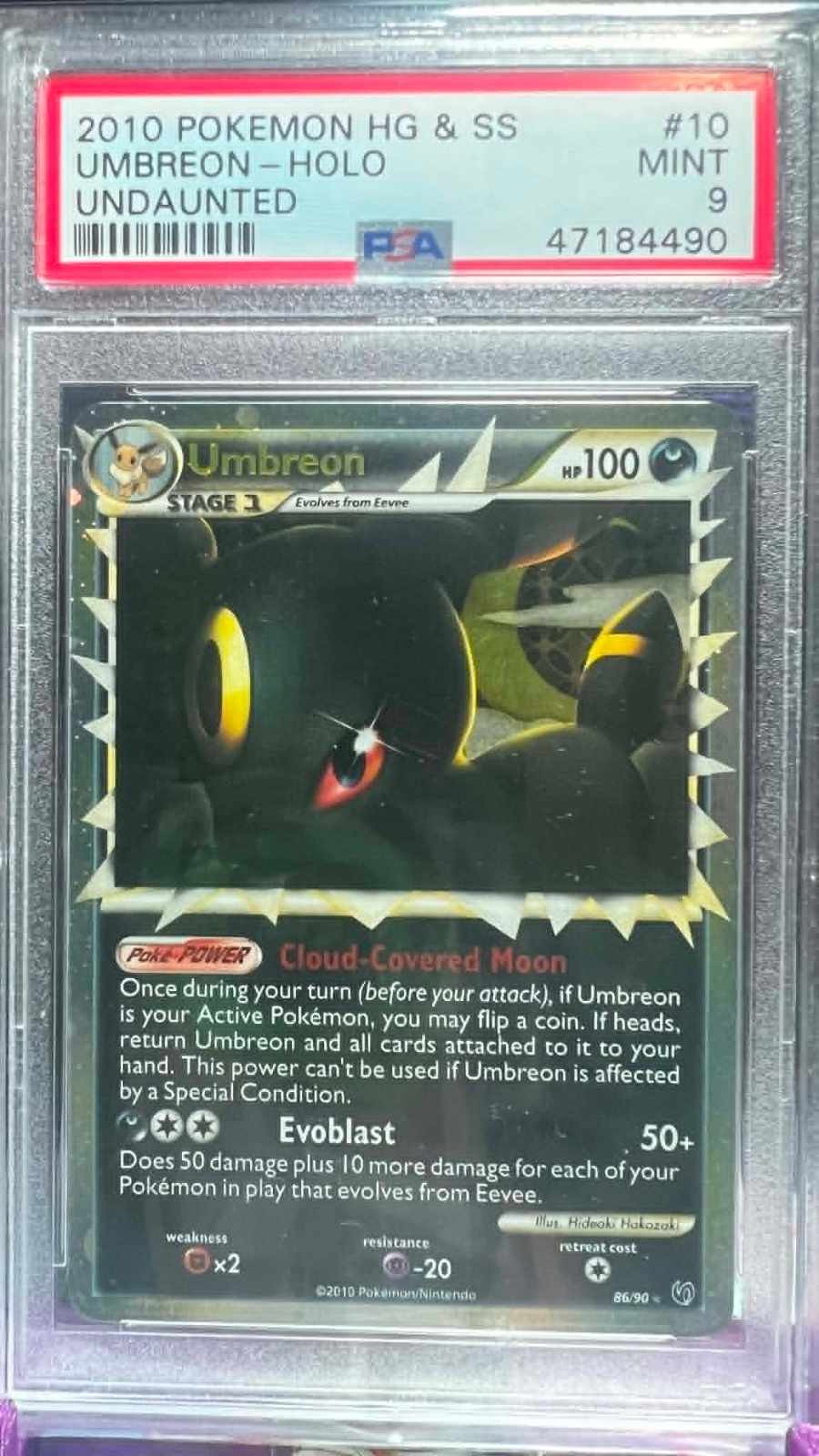 Umbreon Holo 10/123 Heartgold & Soulsilver Undaunted Pokemon PSA 9 *ERROR LABEL*