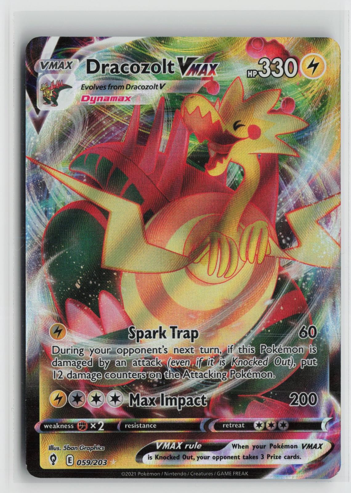 Dracozolt VMAX 059/203 Holo VMAX Rare Evolving Skies Pokemon NM