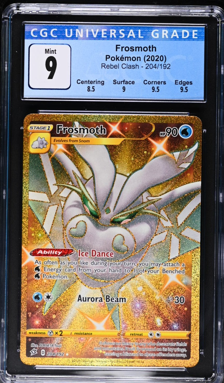 Frosmoth 204/192 Secret Rare Holo Rebel Clash Pokemon CGC 9 Mint