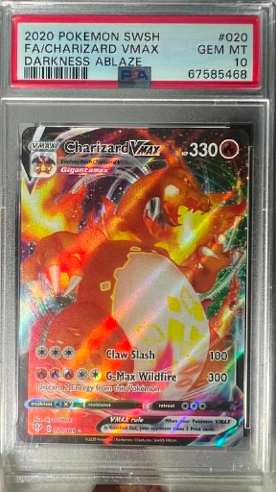 Charizard Vmax 020/189 Darkness Ablaze Pokemon PSA 10