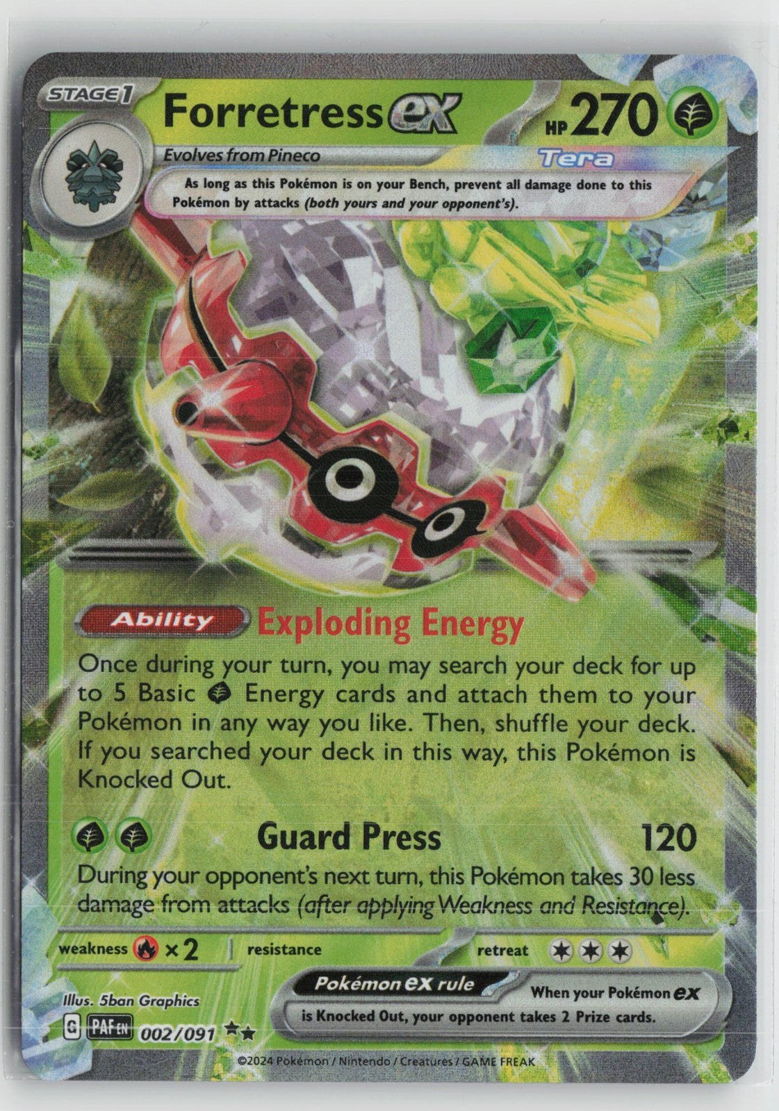 Forretress ex 002/091 Double Rare Paldean Fates Pokemon NM