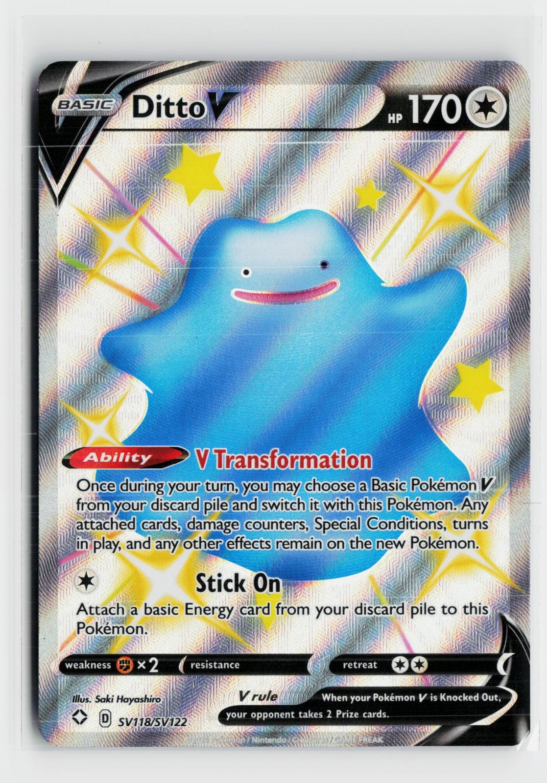 Ditto V SV118/SV122 Shining Fates Shiny Vault NM Holo V Rare Pokemon