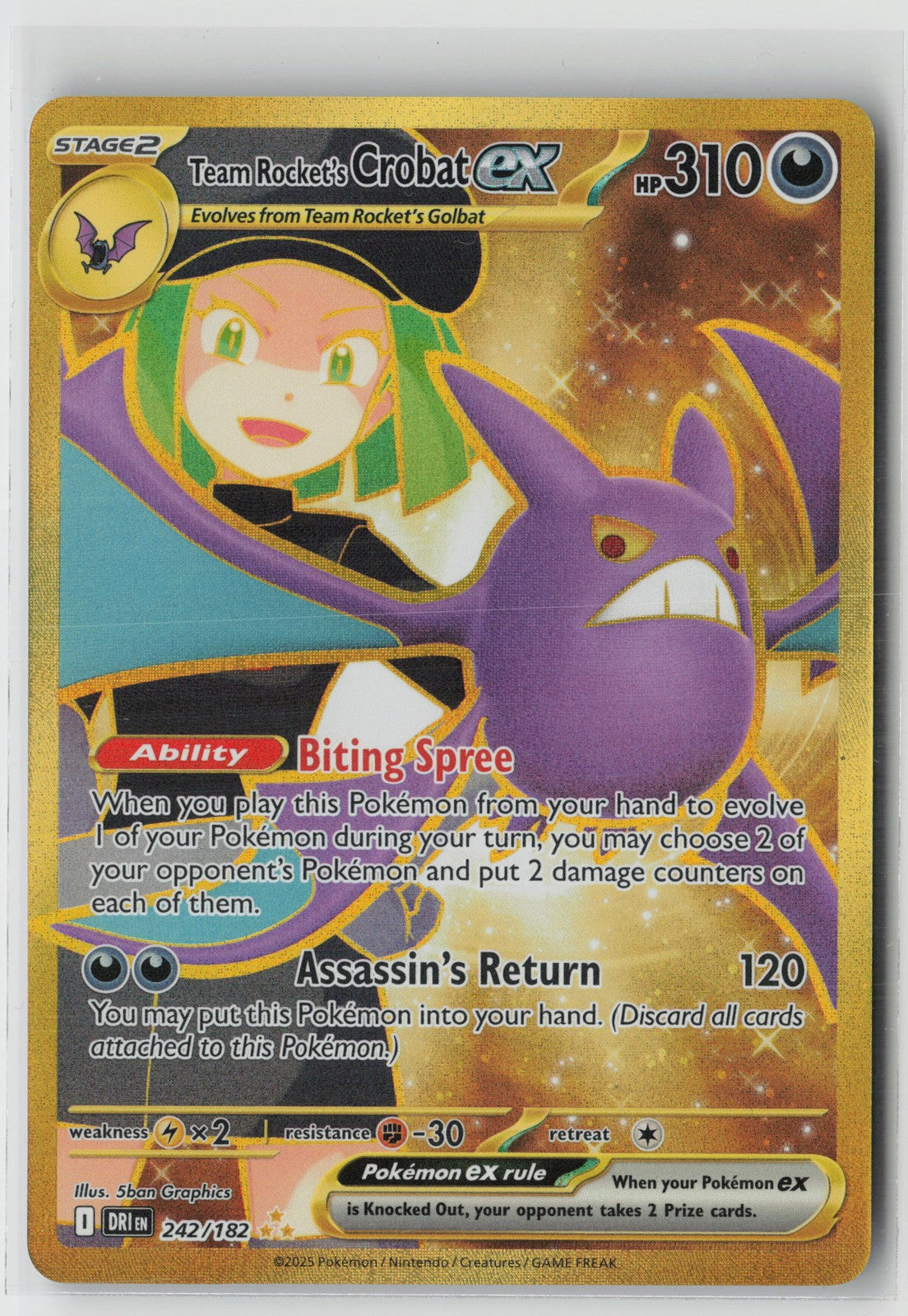 Team Rocket's Crobat ex - Hyper Rare SV10: Destined Rivals 242/182 NM