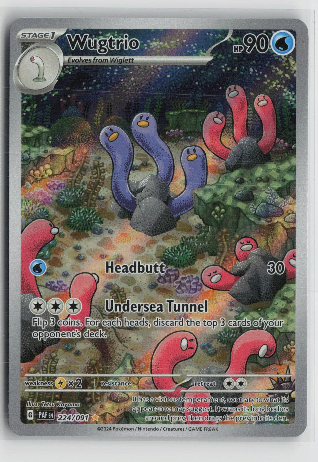 Wugtrio 224/091 Illustration Rare Paldean Fates Pokemon NM