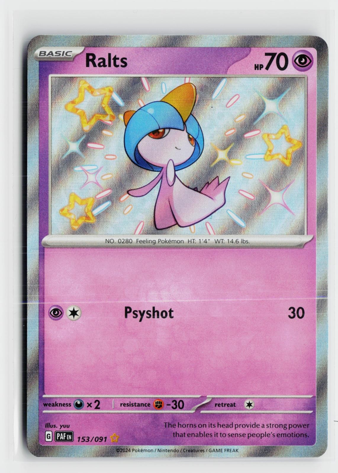 Ralts 153/091 Paldean Fates NM Shiny Rare Holo Pokemon