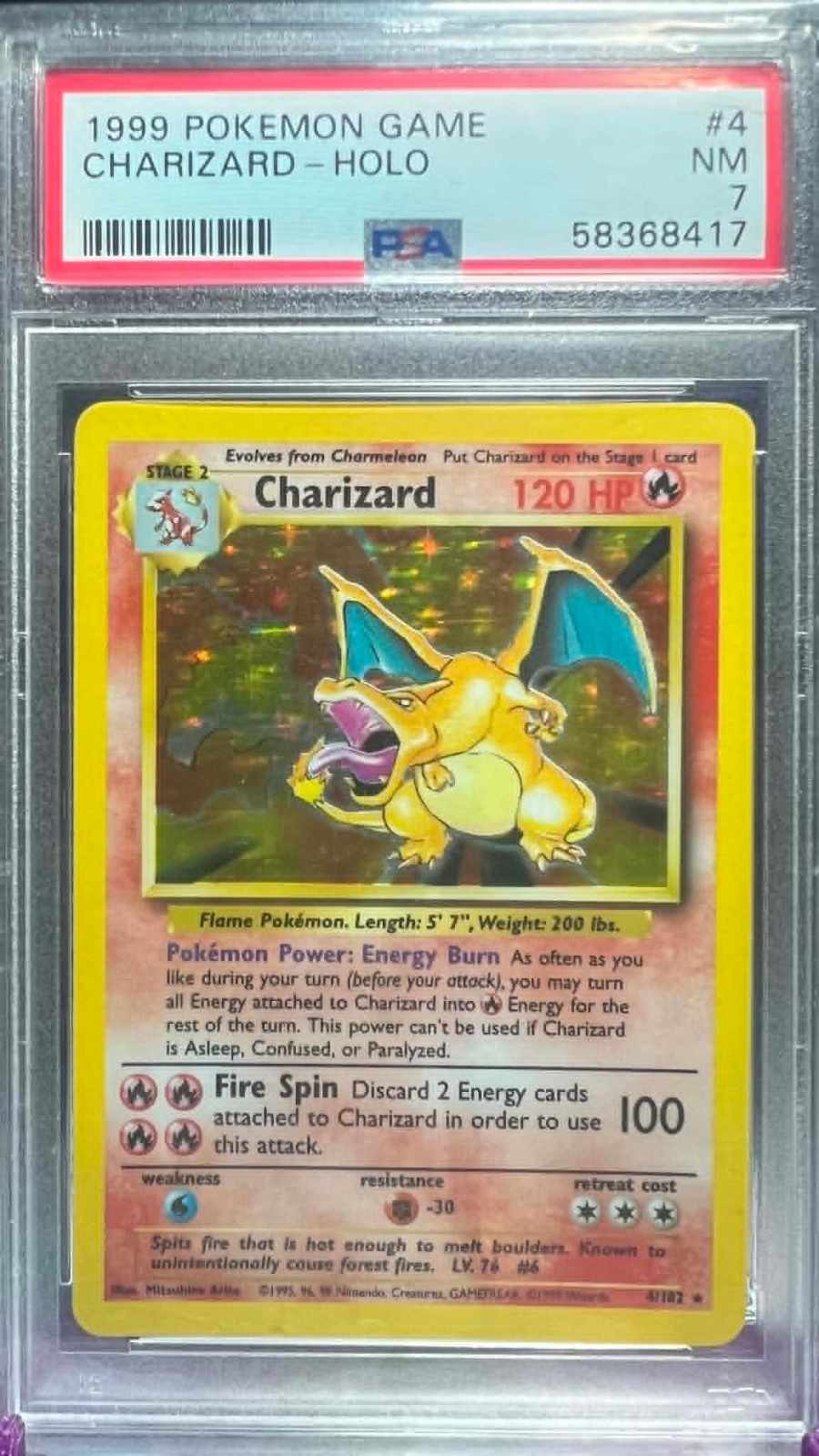 Charizard Holo 4/102 Game Pokemon PSA 7