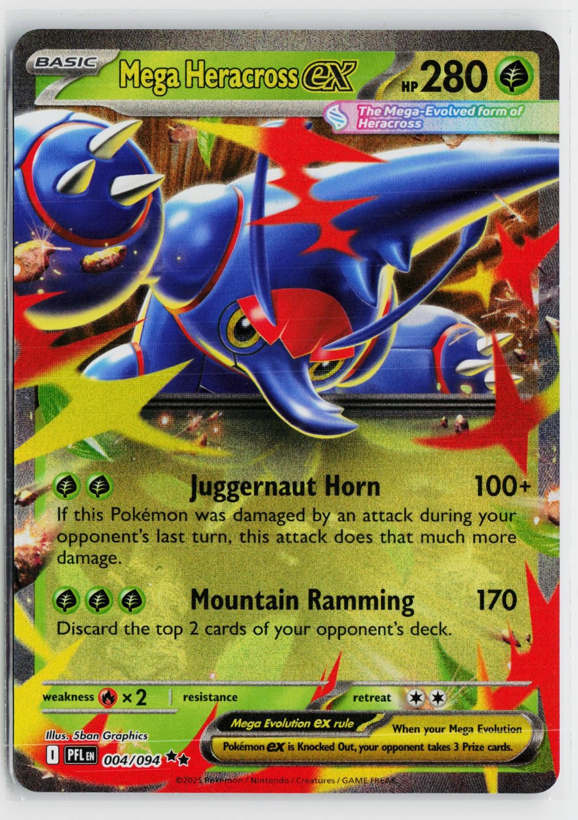Mega Heracross ex 004/094 Phantasmal Flames NM RR Holo Pokemon