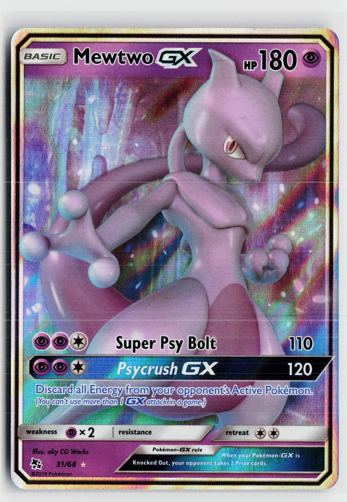 Mewtwo GX 31/68 Hidden Fates NM Holo GX Rare Pokemon