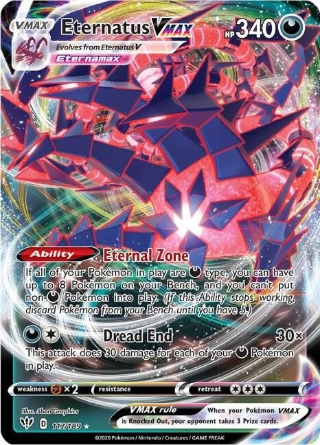 Eternatus VMAX 117/189 Darkness Ablaze DAA Holo Rare VMAX mint 117 Pokemon