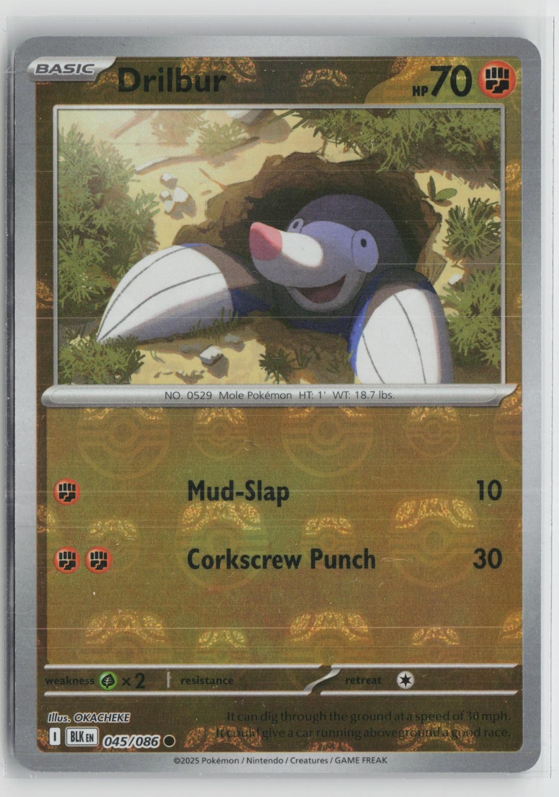 Drilbur 045/086 Master Ball Black Bolt Pokemon NM
