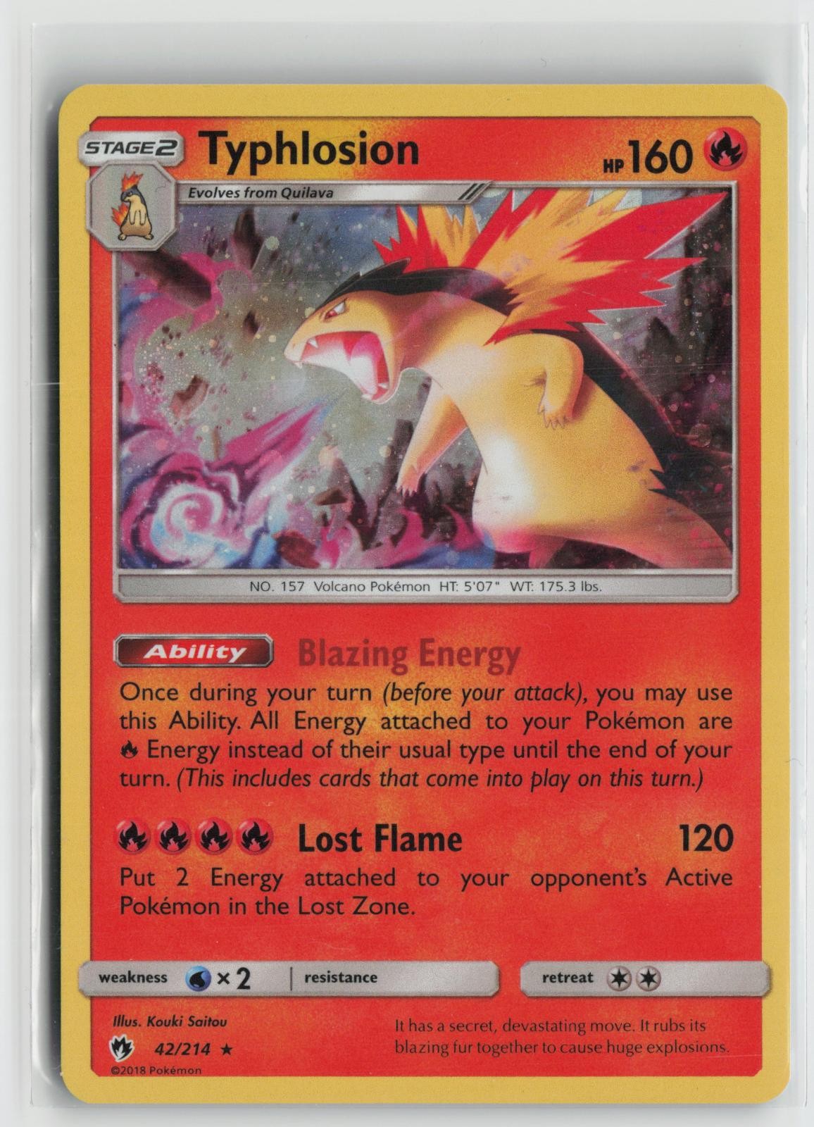 Typhlosion 42/214 Holo Rare Lost Thunder Pokemon NM